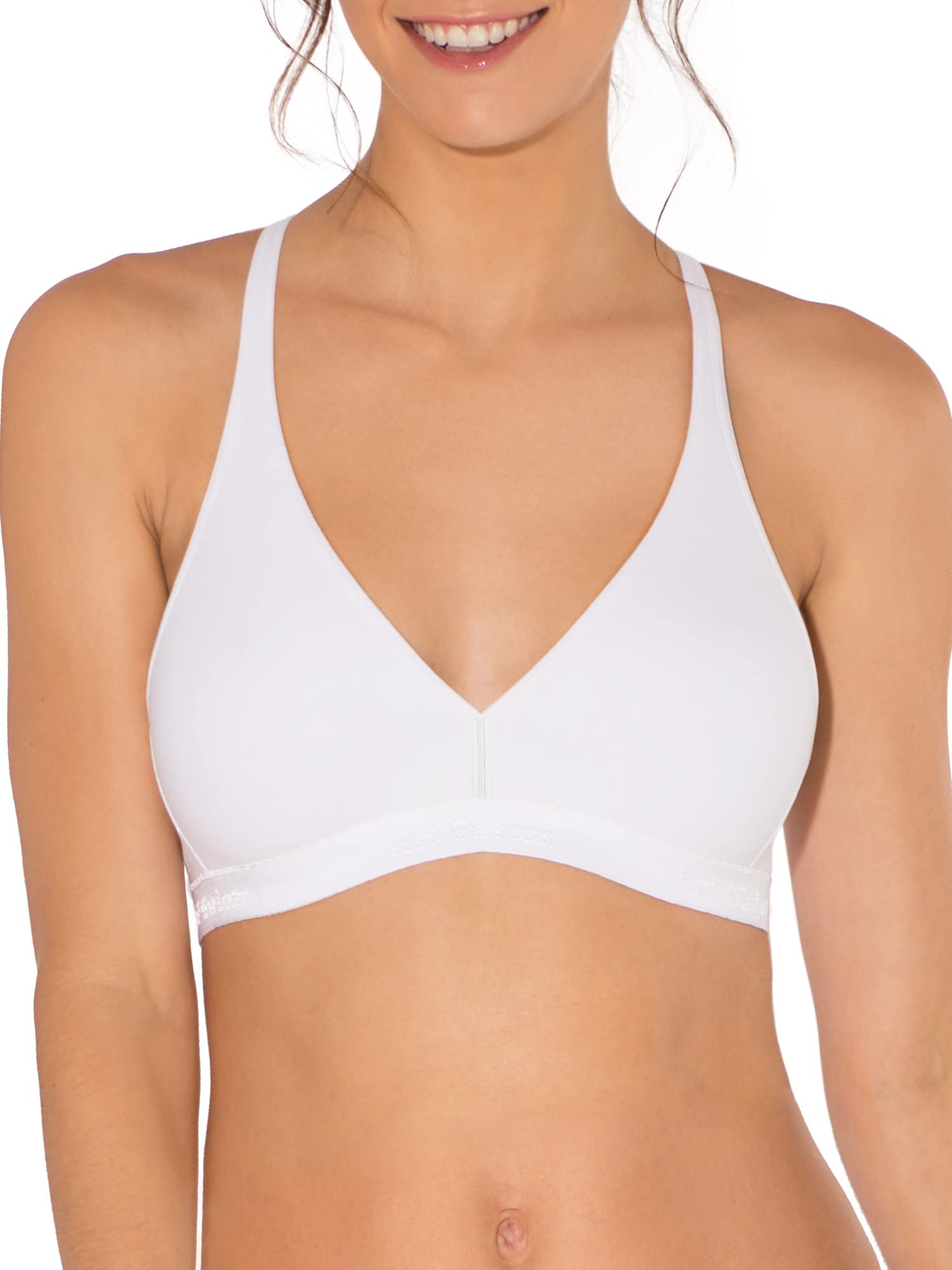 Fruit of the Loom Women's Wirefree Cotton Bralette, Heather Grey/White, 40DDD