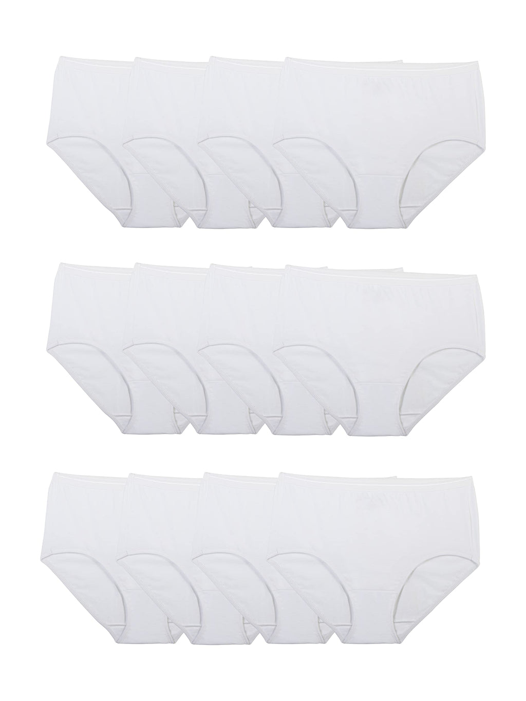 Fruit of the Loom womens Tag Free Cotton Panties (Regular & Plus Size) Briefs, Brief - 12 Pack White, 10 US