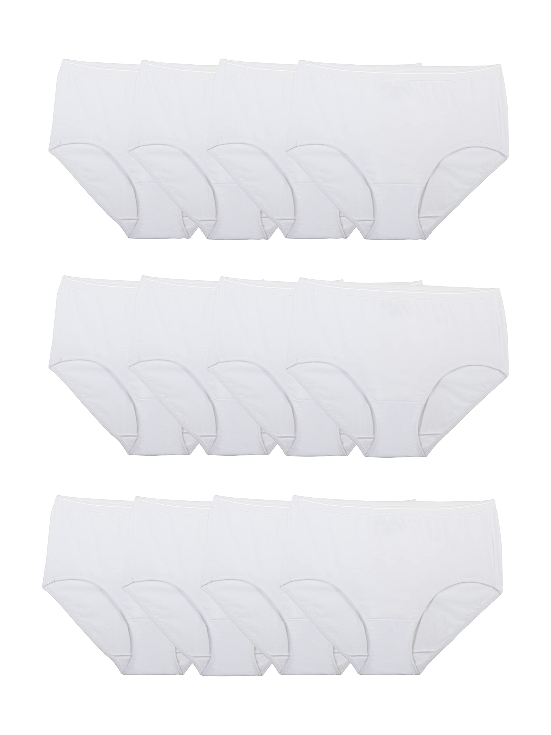 Fruit of the Loom womens Tag Free Cotton Panties (Regular & Plus Size) Briefs, Brief - 12 Pack White, 10 US