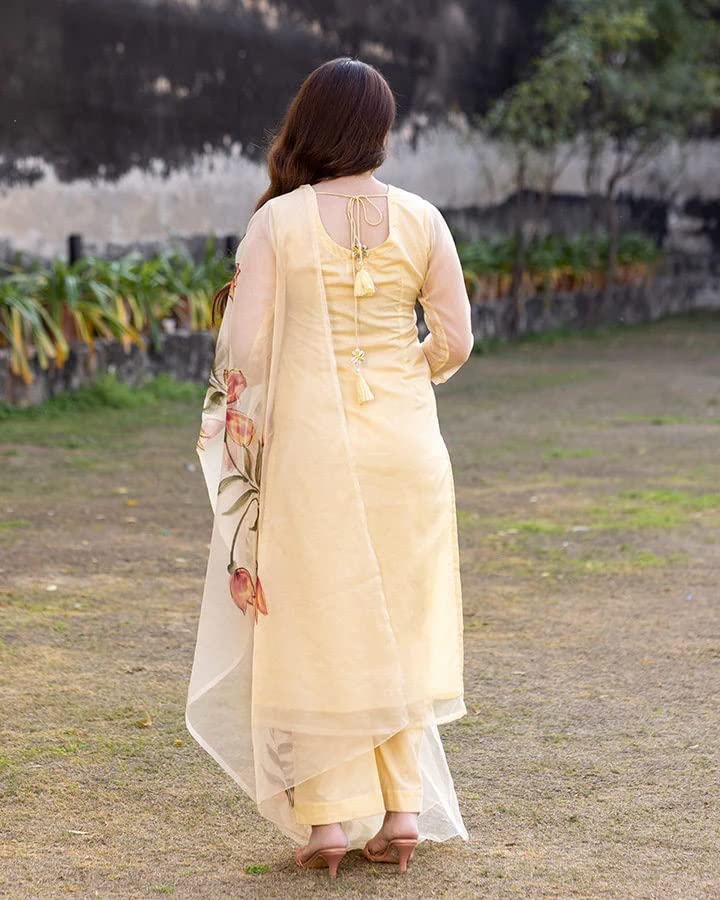 Gosriki Women'S Cotton Kurta With Pant & Dupatta