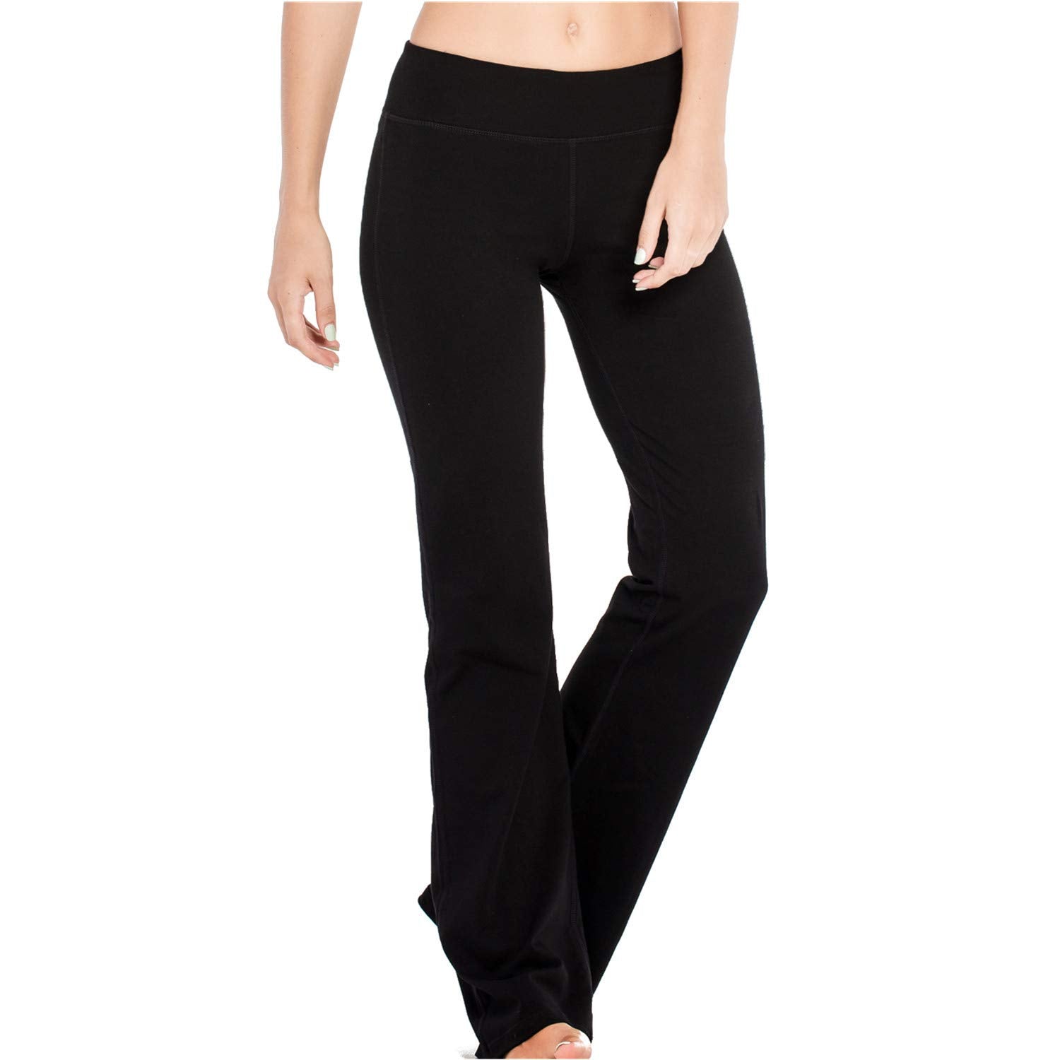 Houmous S-XXXL 29''31''33''35'' Inseam Women's Cotton Bootcut Pants Inner Pocket(Tall-35 Inseam-Black, XX-Large)
