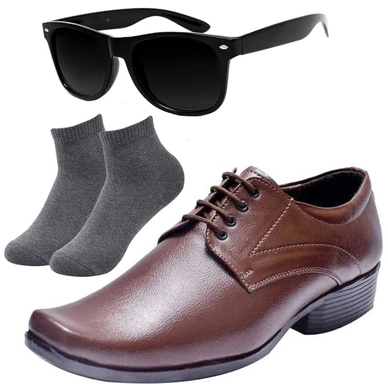 Vitoria Fashionable l Men Brown Lace Formal Shoes with Dark Gray Socks & Black Wyfer/10 10