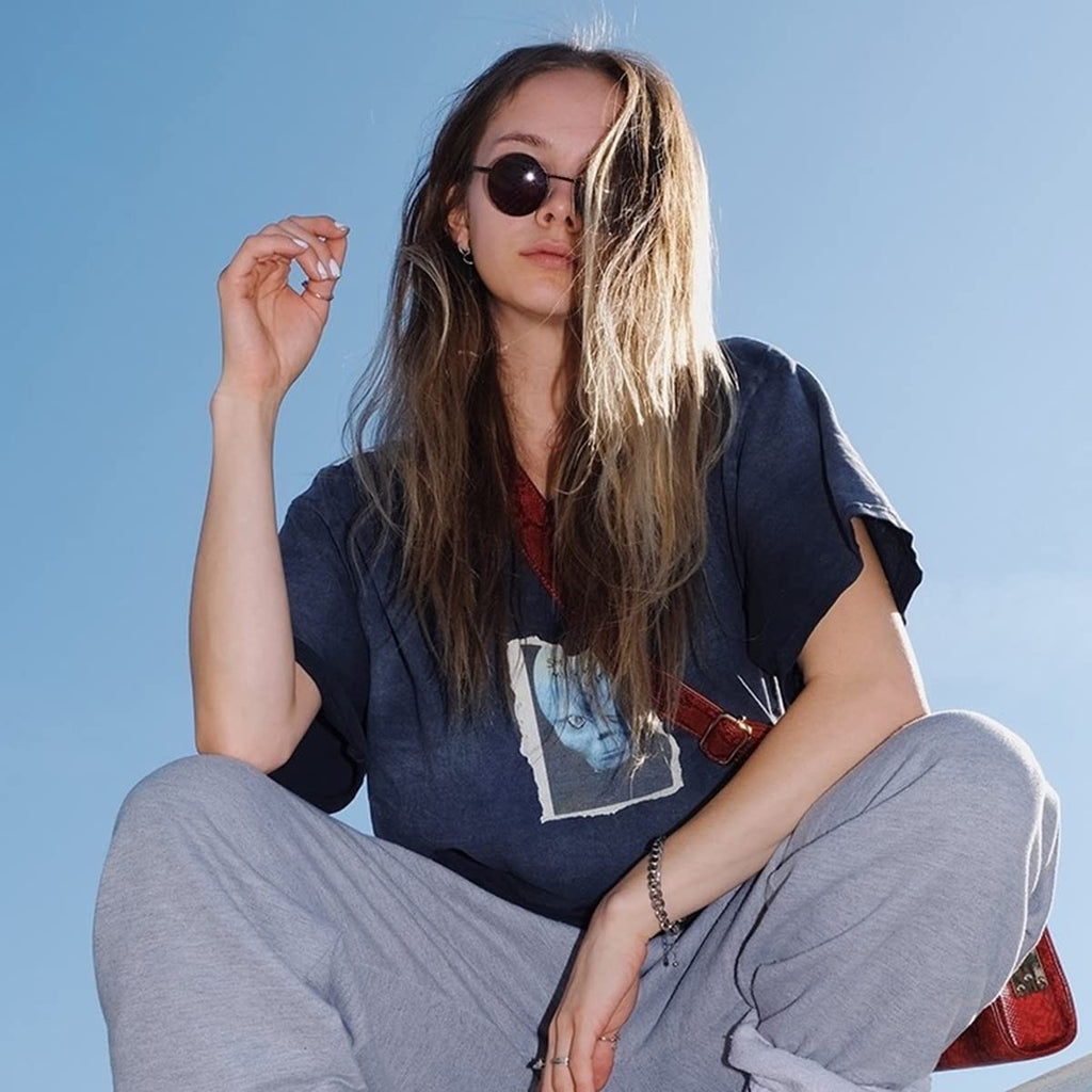 Gleyemor Polarized Round Sunglasses for Men Women Hippie Small Circle Glasses Red Yellow Lenses (Black/Grey)