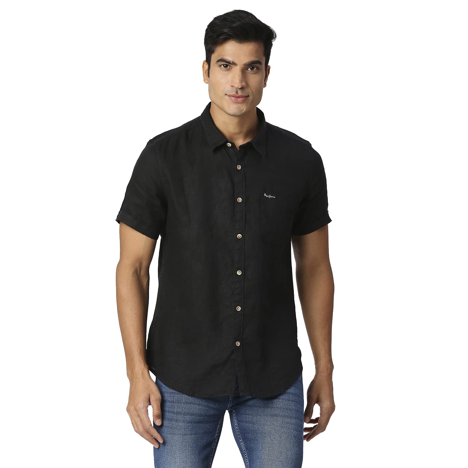 Pepe Jeans MenS Solid Regular Fit Shirt (Pm308003999Xl_Black