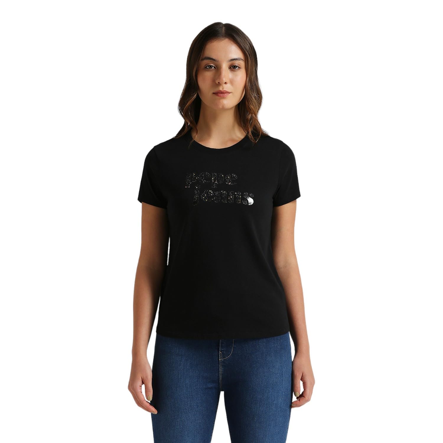 Pepe Jeans WomenS Regular Fit T-Shirt (Pl506091_Black
