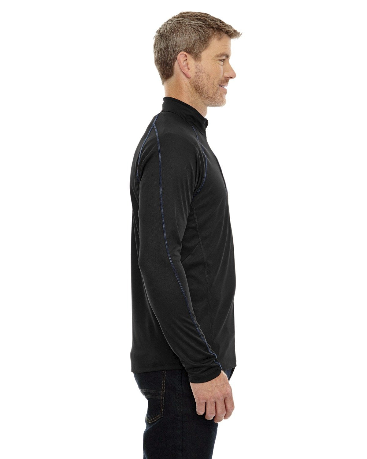 Mens Radar Quarter-Zip Performance Long-Sleeve Top - BLK TRU ROYAL - L(D0102H7K858)