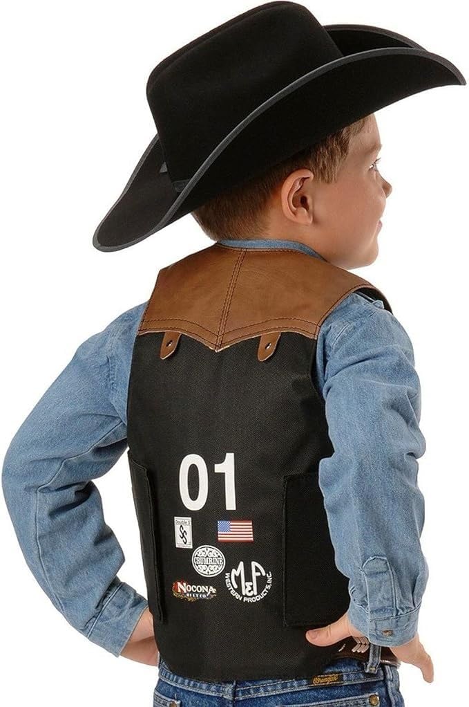 M & F Western Kids Bull Rider Play Vest 2-10 Years, Black, Small