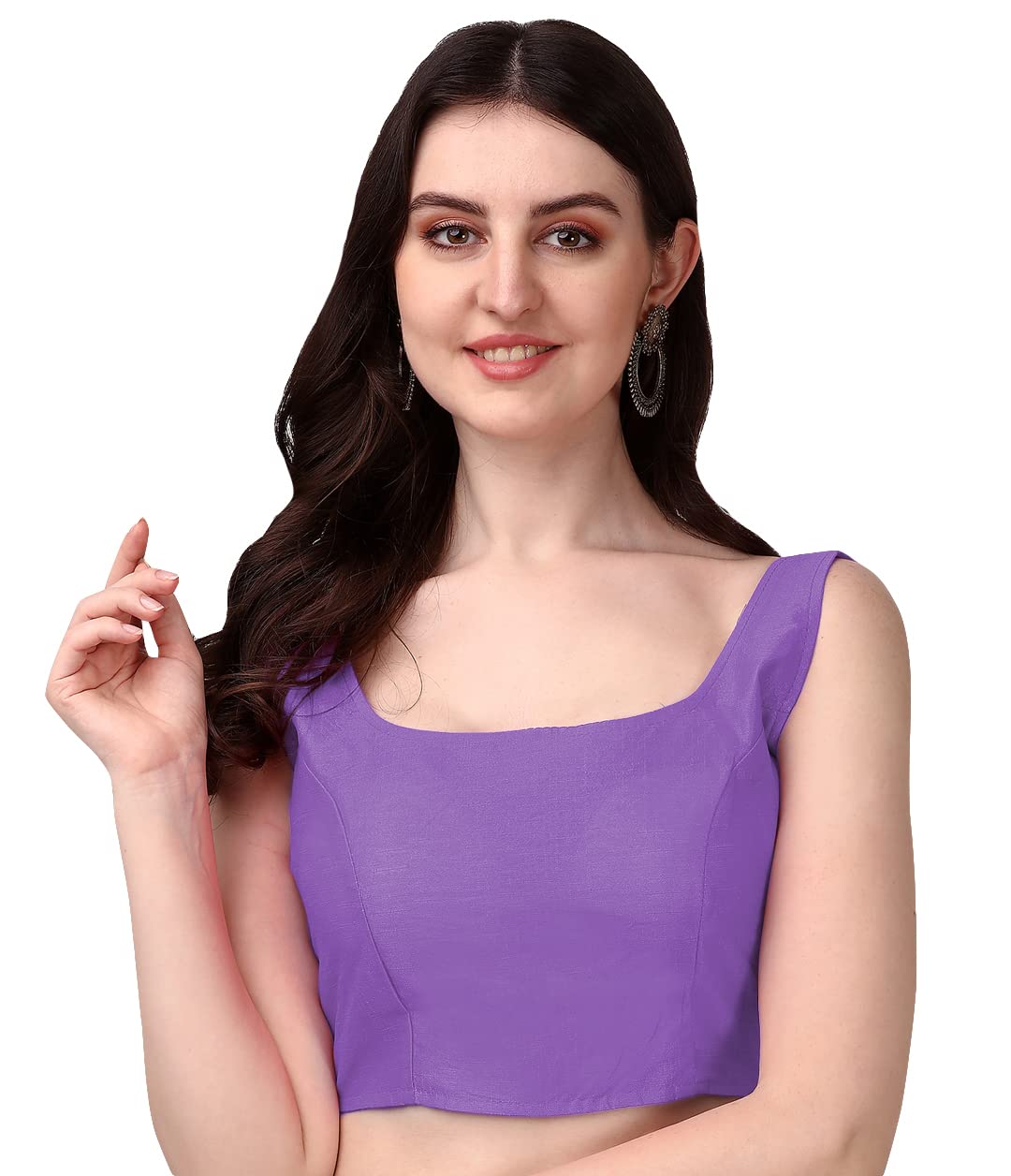 Pujia Mills Womens Deep Neck Silk Sleeveless Readymade Blouse Sando(Sando Lavender, 38)