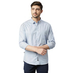 Thomas Scott Mens Striped Slim Fit 100% Cotton Casual Shirt with Spread Collar and Long Sleeve