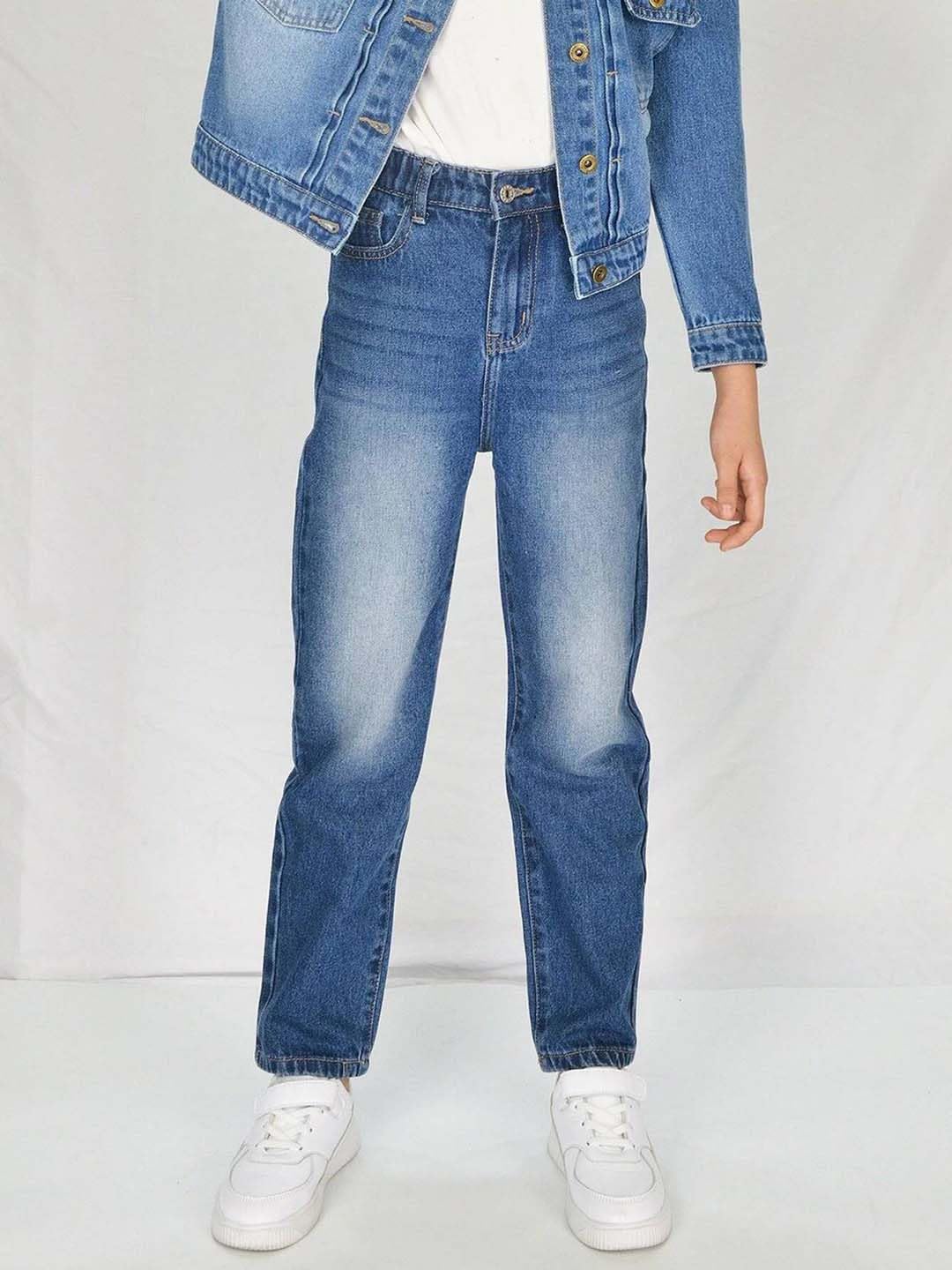 Kotty Boys Regular Fit Cotton Lycra Blend Solid Jeans