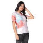 Leriya Fashion Women Striped Tie-Dye Top With Half Sleeves For Office Wear, Casual Wear Western Top Short Sleeve Pajama Sleep To
