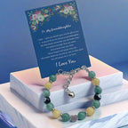 DOLON Handmade Beaded Stainless Steel Heart Granddaughter Charm Evil Eye Lucky Bracelet Birthday Christmas Holiday Gift