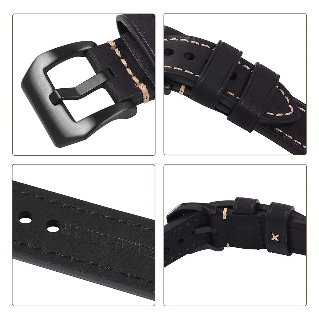 EACHE Leather Watch Bands for Men,Vintage Crazy Horse Leather & Vegetable Tanned Leather & Oil Waxed Thick Leather Watch Bands 2