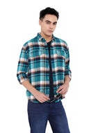 The Indian Garage Co Mens Regular Fit Checkered Casual Overshirt Sweater