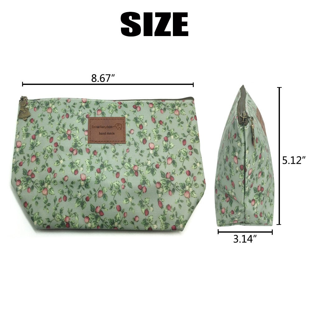 Hunger Green Flowers Make-Up Cosmetic Bag Carry Case, 14 Patterns (P11417017)