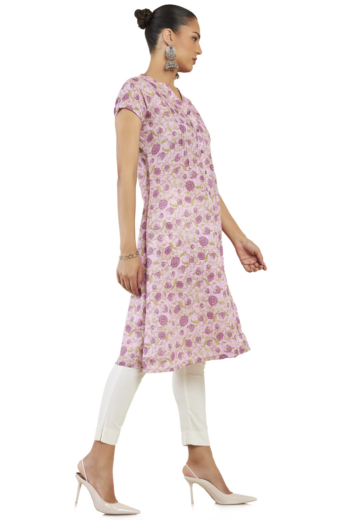 Soch Women Pink Cotton Blend Floral Kurta