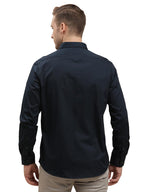 Turtle Men 100% Cotton Slim Fit Solid Navy Blue Casual Shirt