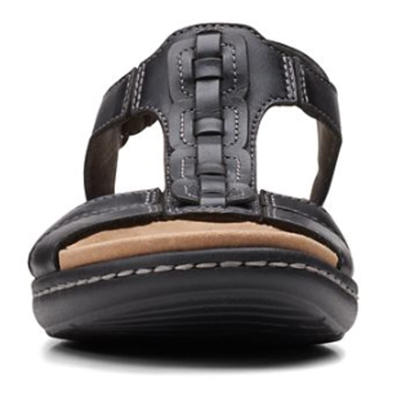 Clarks Women's Laurieann Kay Flat Sandal, Black Leather, 7 Wide