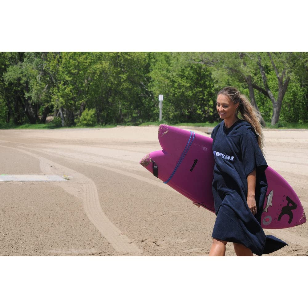 DORSAL Thick Microfiber Surf Poncho Robe for Wetsuit Changing Towel Black