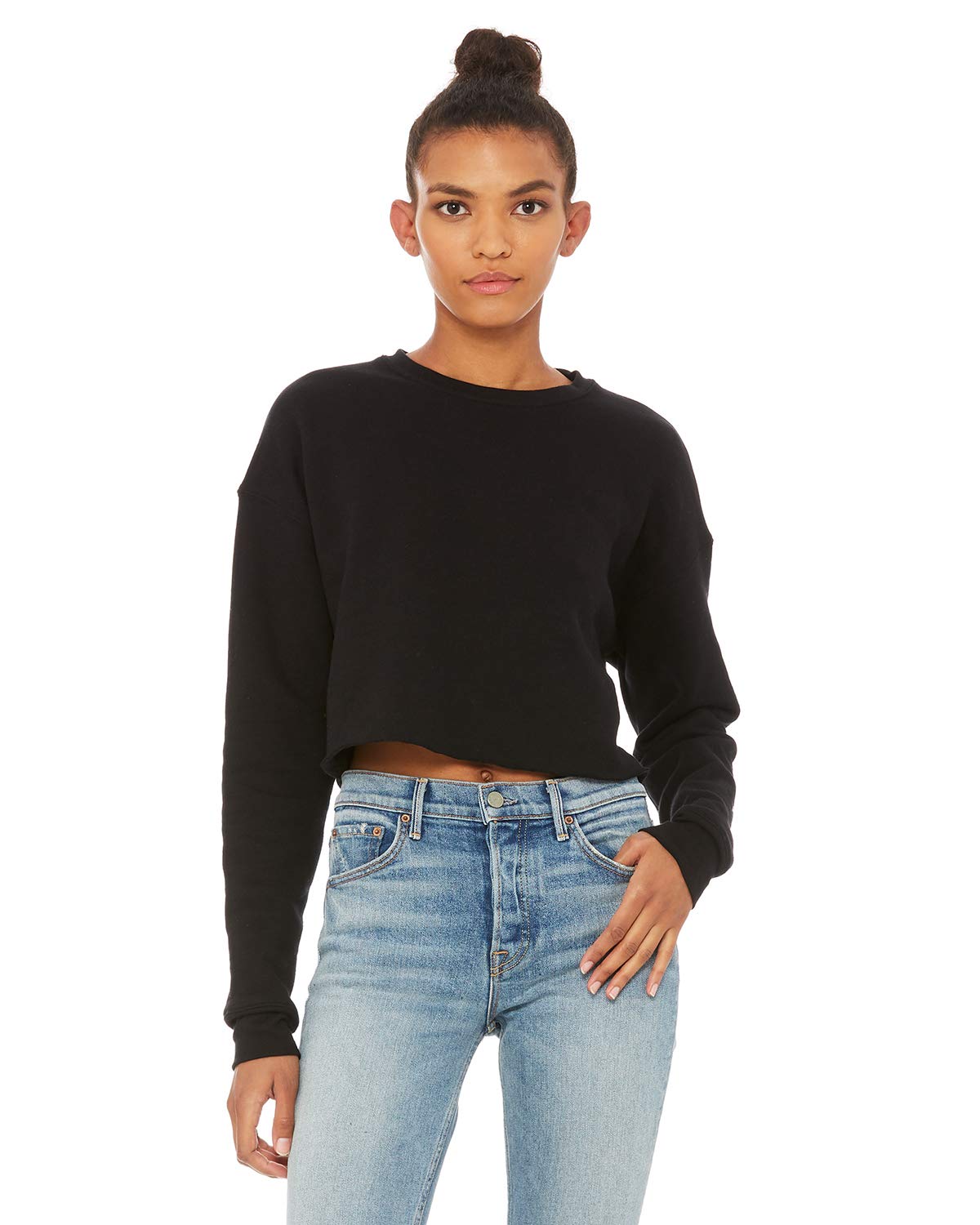 Ladies cropped Fleece crew - DEEP HEATHER - S(D0102H7WFV8)