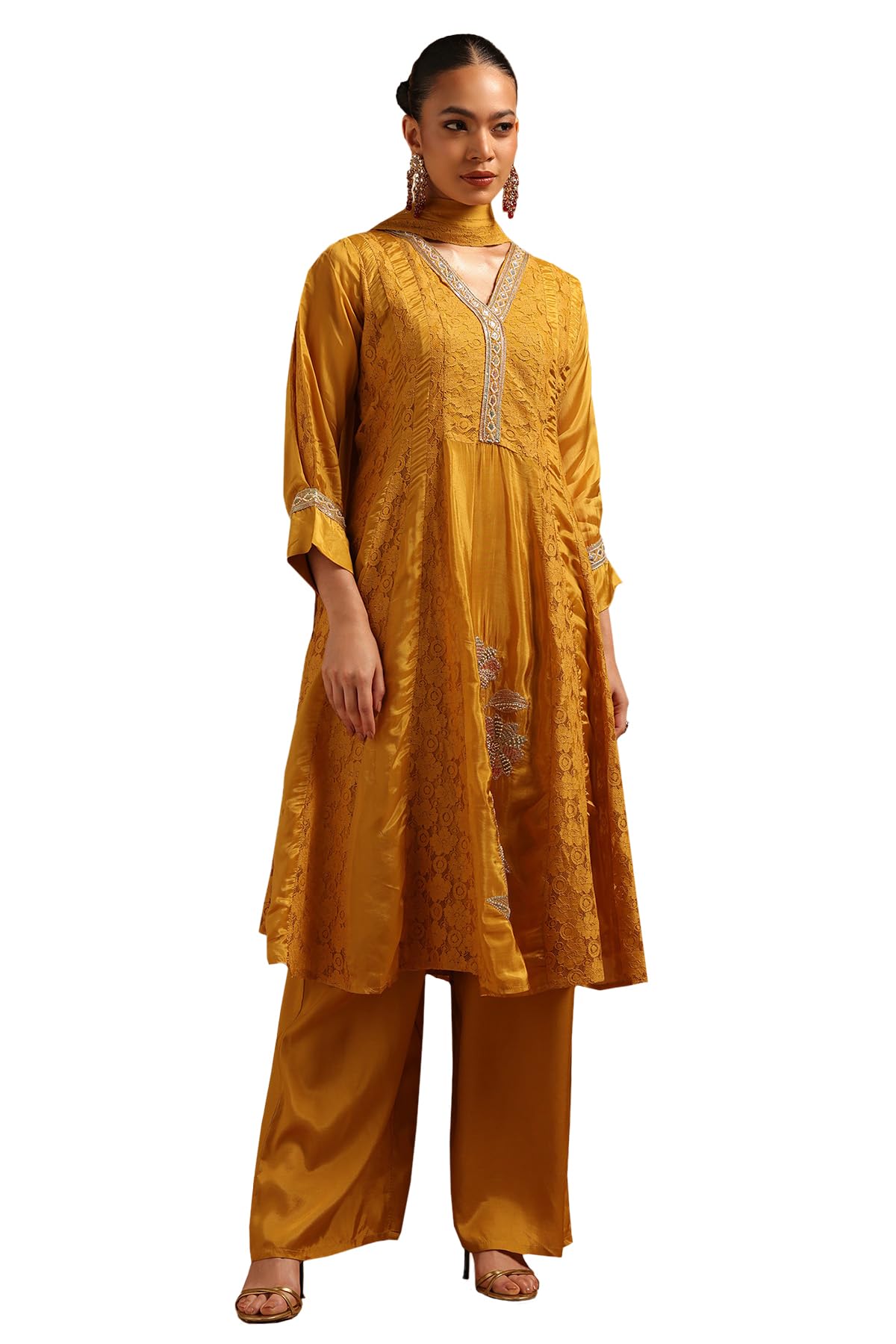 Soch Women Dola Silk Woven Design Suit Set with Beads