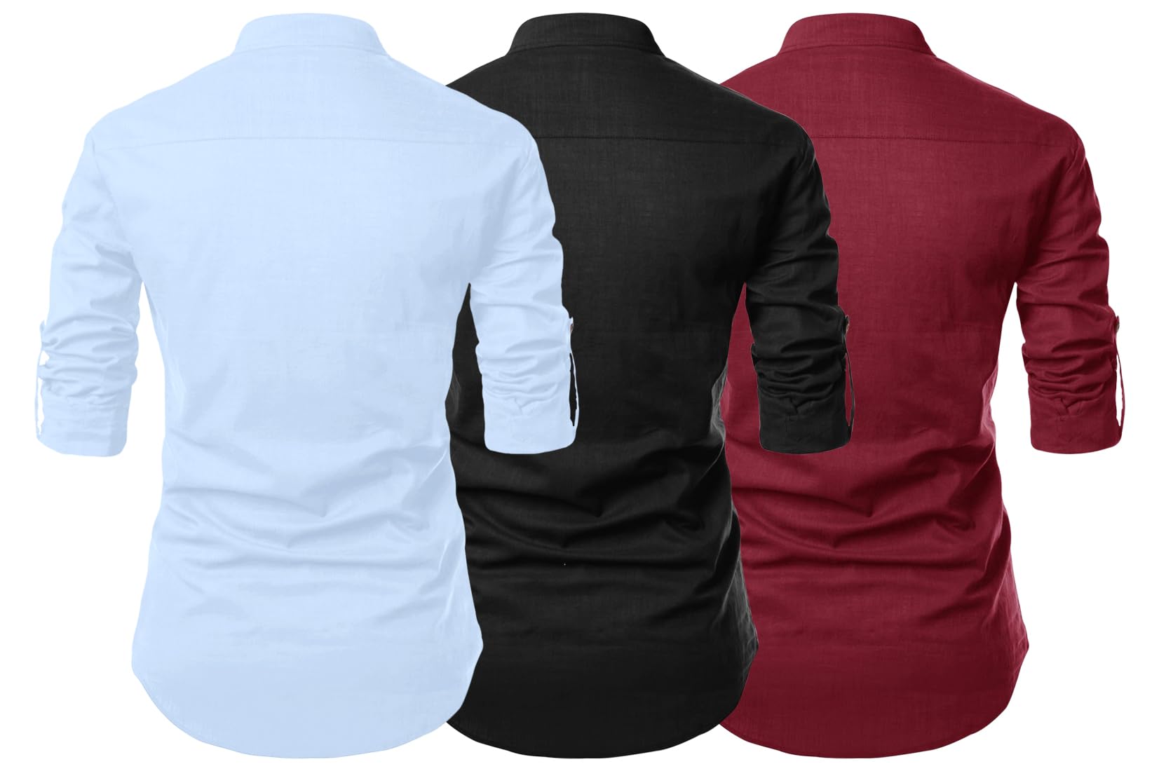 Finivo Fashion Combo Of MenS Cotton Blend Solid Full Sleeve Short Kurta