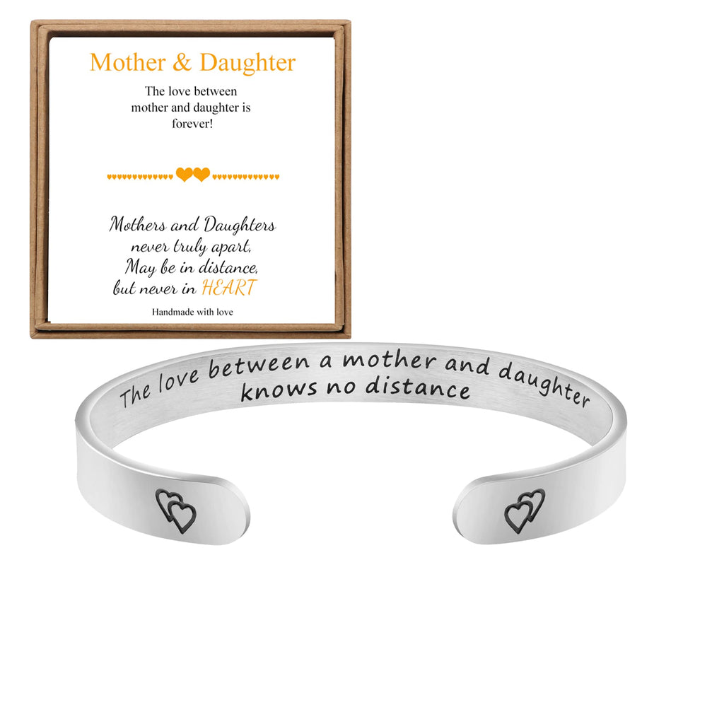 JoycuFF Mom Gifts Monther 's Day Inspirational Cuff Bangle Bracelets for Women Birthday Christmas Gifts for Her The Love Between