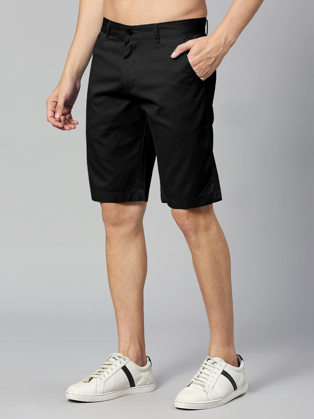 Thomas Scott Mens | 100% Cotton | Solid | Above Knee | Button Closure | Chino | Casual Shorts for Men Black