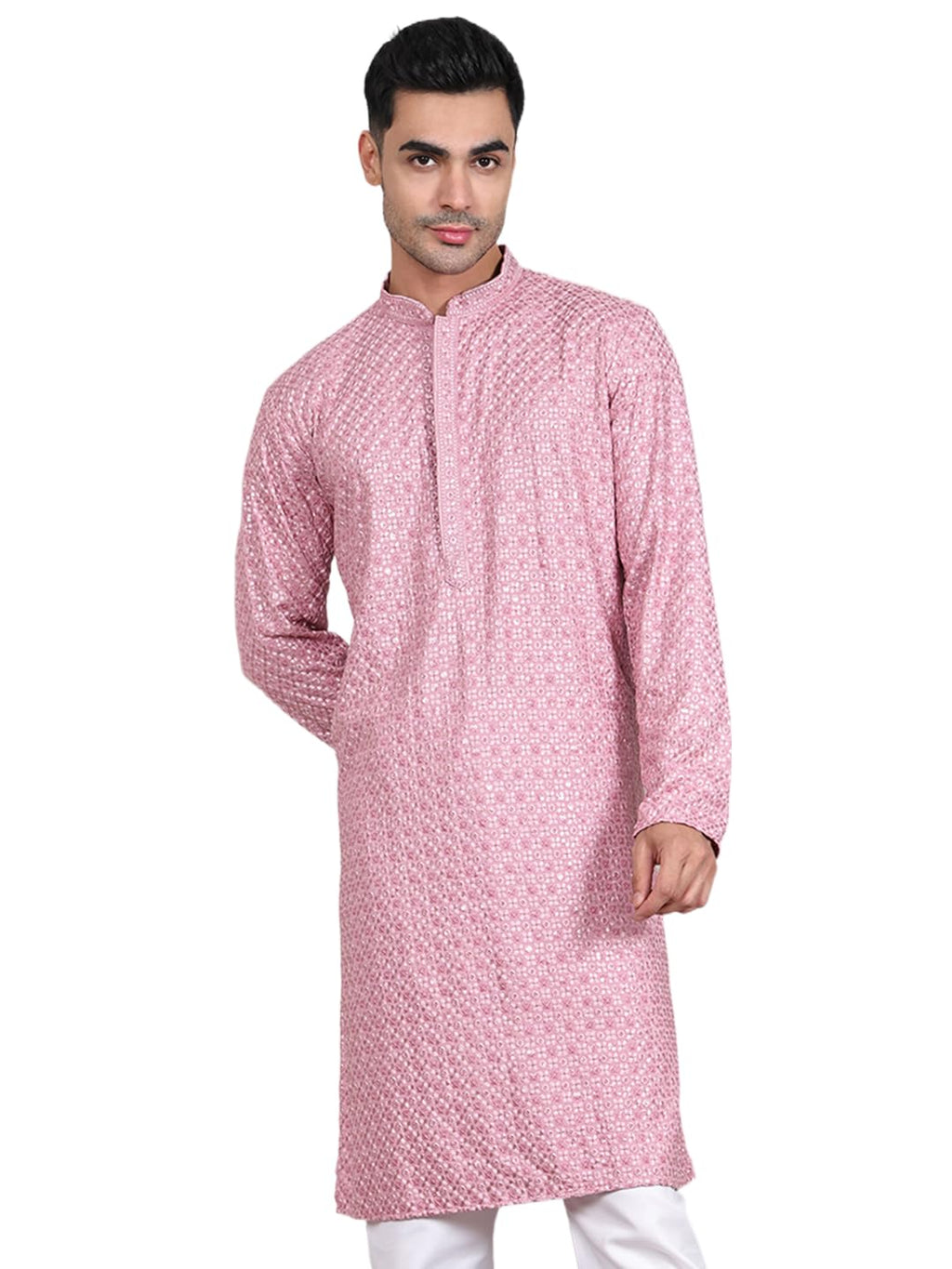 Jompers Mens Viscose Sequins And Embroidered Kurta