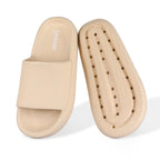 Leevar Khaki Cloud Slides for Women and Men Soft, Comfy, Relax Cloud Slippers, Thick Sole, Non-slip Slides for Men, Easy to Clea