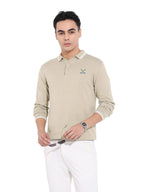 The Indian Garage Co Mens Slim Fit Textured Long Sleeves Neck Flat Knit Polo T-Shirt