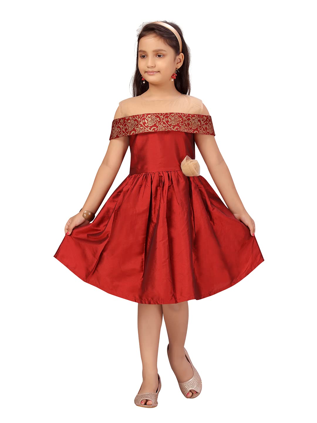 Aarika Girls Maroon Color Dress (MY-FK-21908-MAROON-24)