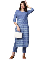 ANNI DESIGNER Women's Cotton Blend Printed Straight Kurta with Pant (Kundal Blue_XXL_Blue_XX-Large)