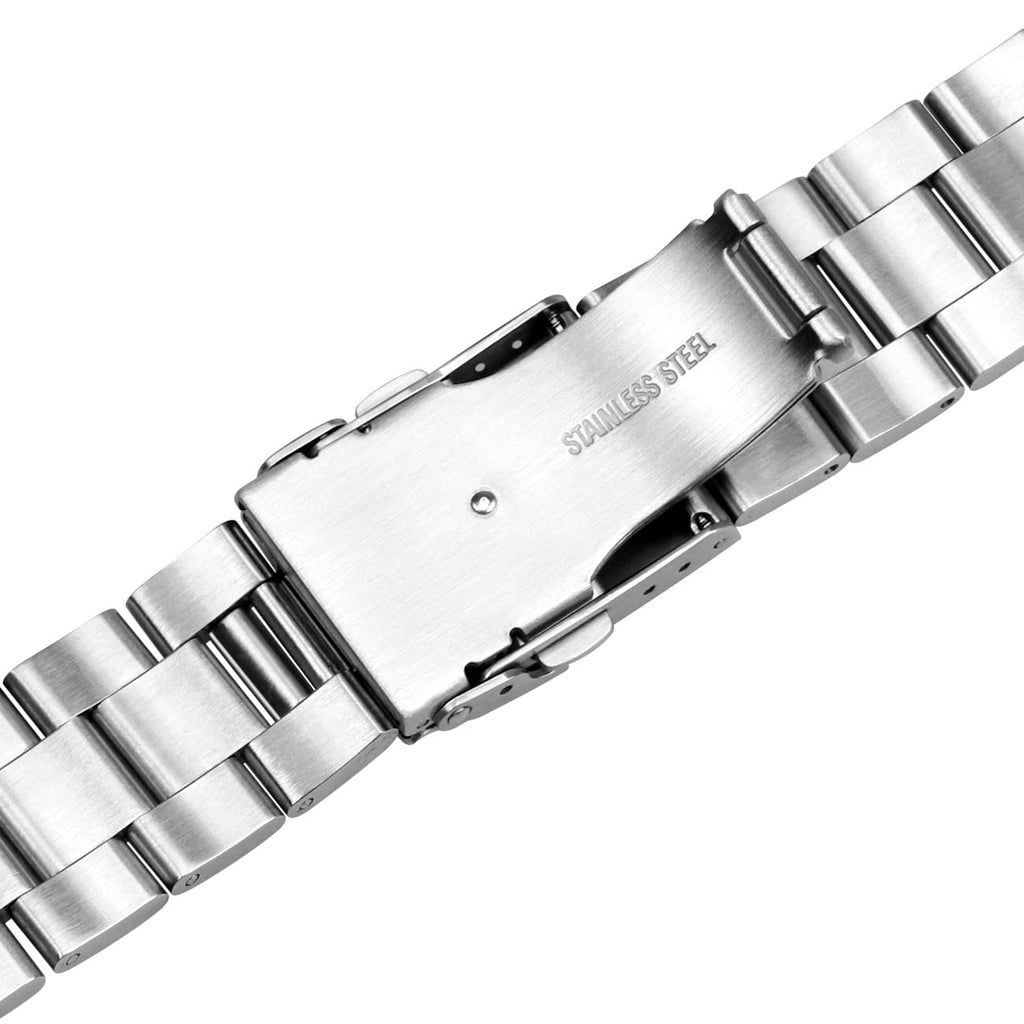 Juntan 20mm Watch Band Stainless Steel, Curved Solid End Tapered Metal Watch Strap, Oyster Watch Bracelet for Men Women with Dep