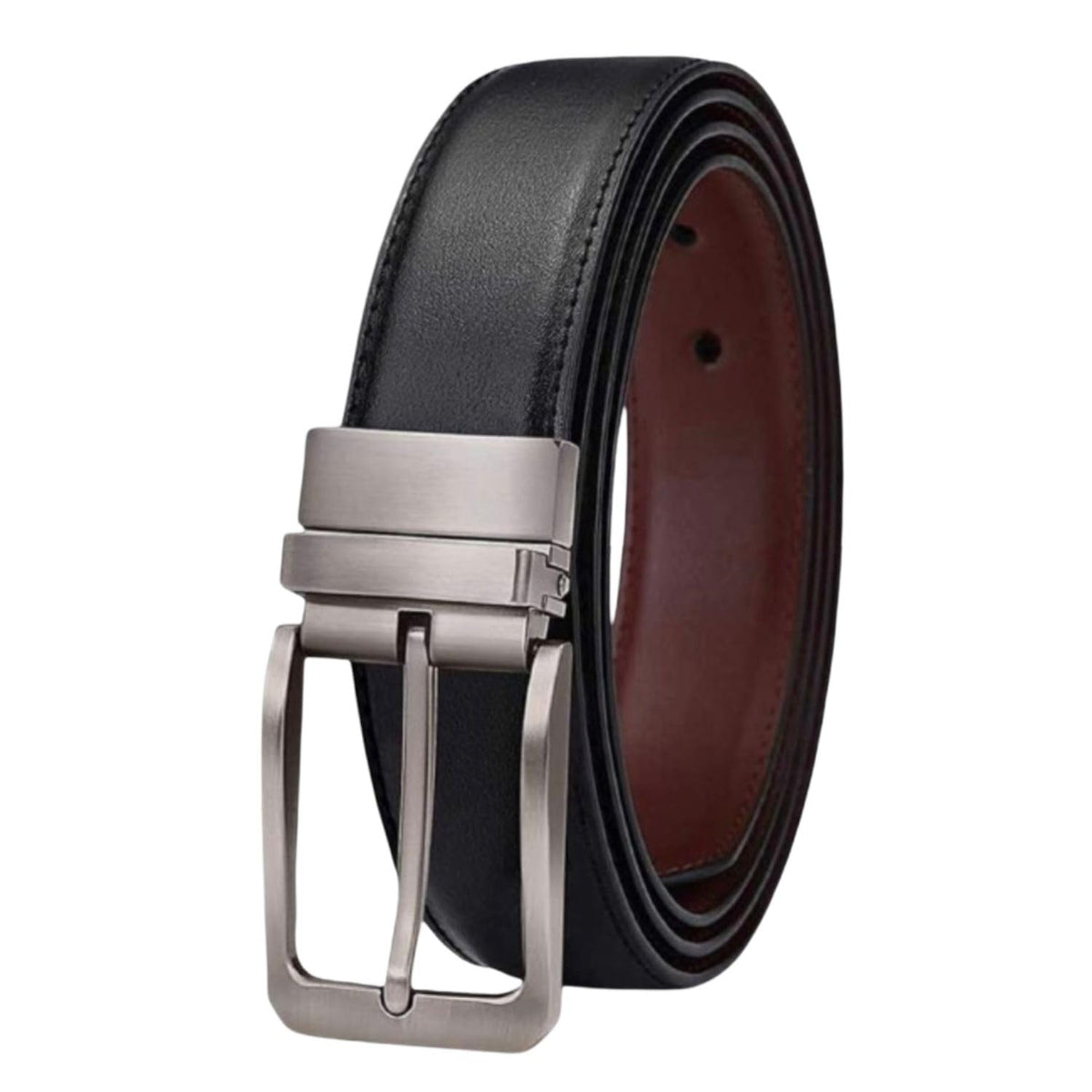 Niddleman MenS Leather Black & Brown Reversible Belt (ColorBlack & Brown) |Italian Leather| |Reversible (38) 38