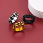 FaithHeart Punk Biker Skull Rings Male Gothic Jewelry Retro 7mm Band Cool Thumb Rings Halloween Party Accessories