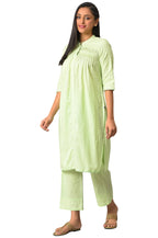 Aurelia Green Embroidered Cotton Kurta And Trousers Set For Women