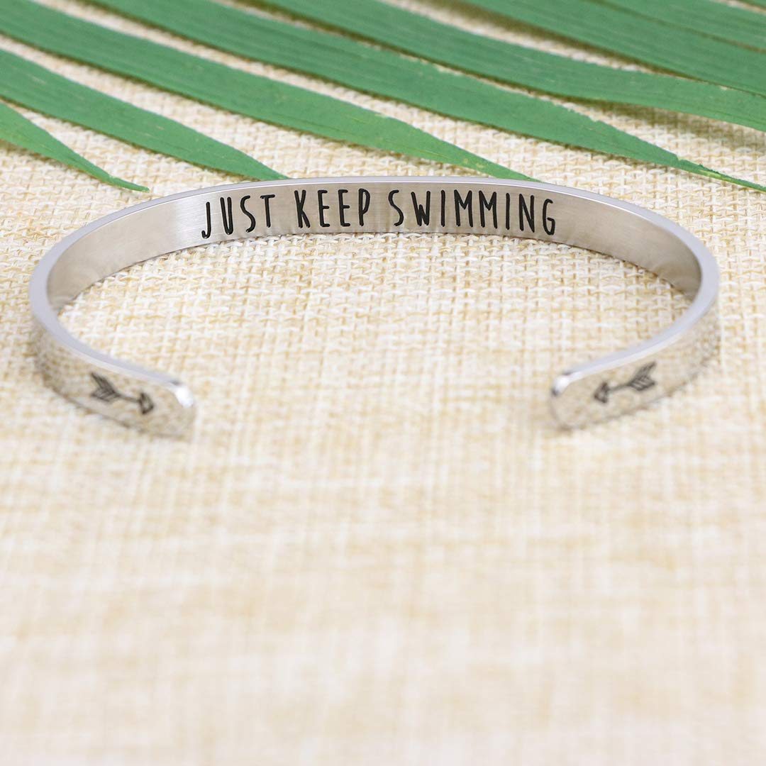 JoycuFF Personalized Gift for Swimmer Friend Encouragement Gift for Women Birthday Gift Ideas Personalized Engraved Stainless St