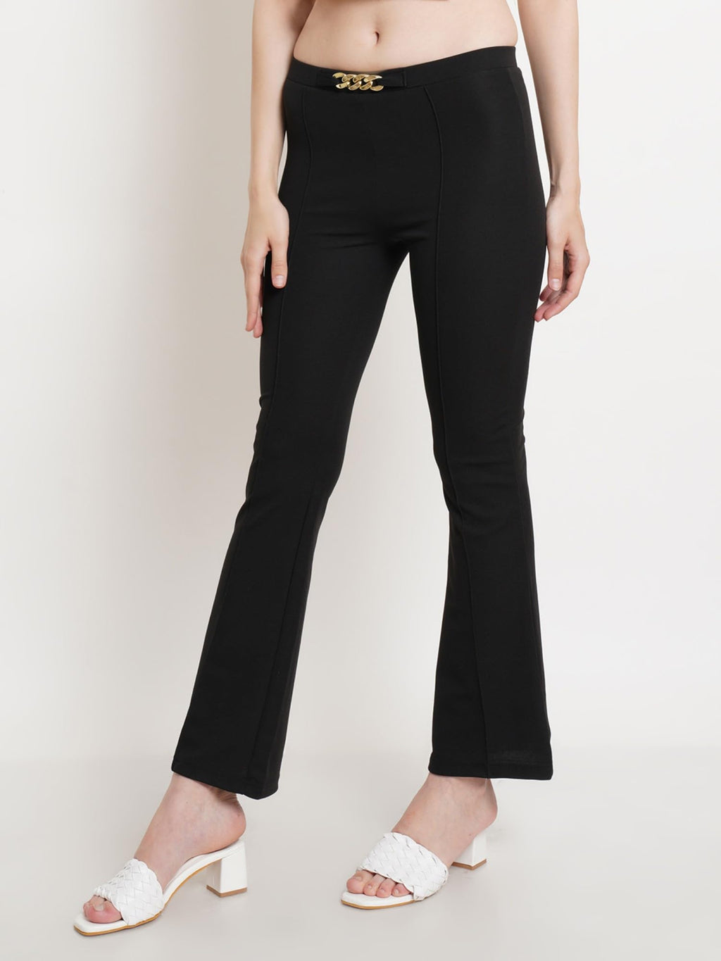 POPWINGS Casual Solid Regular Fit Trouser for Women | Regular Fit Straight Leg Women Trouser for Summer | Semi Formal Office Wom