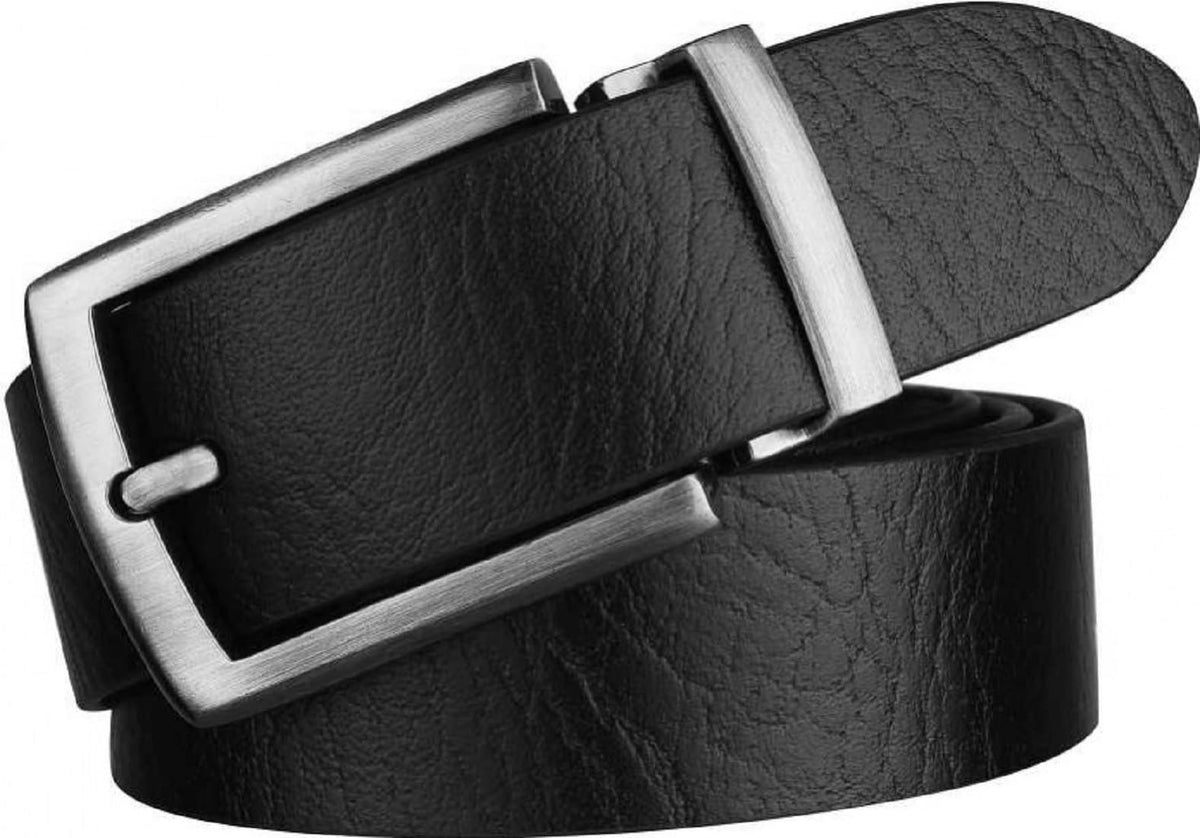 Men Casual Black Genuine Leather Belt ()_44 40
