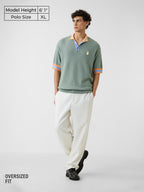 The Souled Store Mr. Soul Men and Boys Short Sleeves Collared Neck Green Solid Cotton Blend Oversized Polos