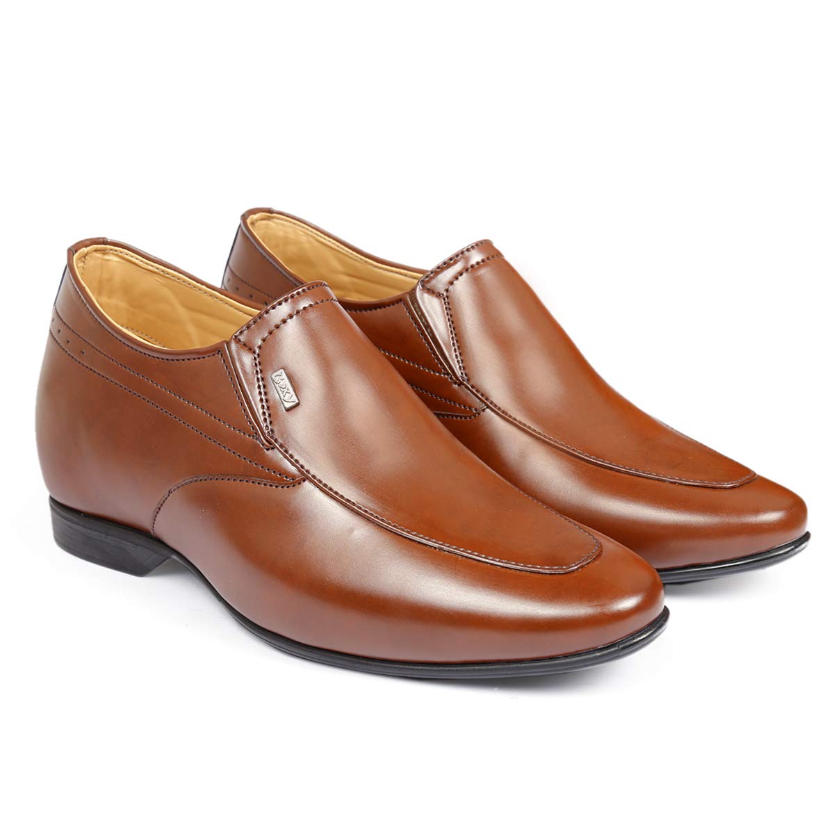 BXXY 3 Inch Hidden Height Increasing Casual Brown Formal SlipOn Shoes with PU Sole Making for Men. 8 UK 8