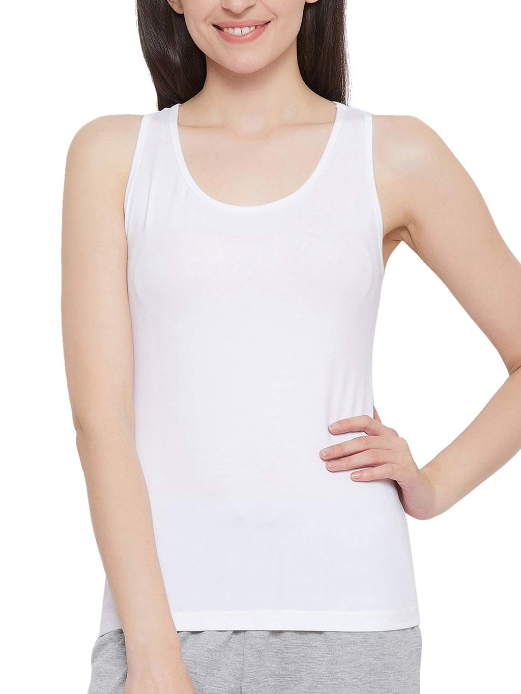 Clovia Womens Cotton Cotton Rich Basic Camisole (CM0008R18_White_XL)