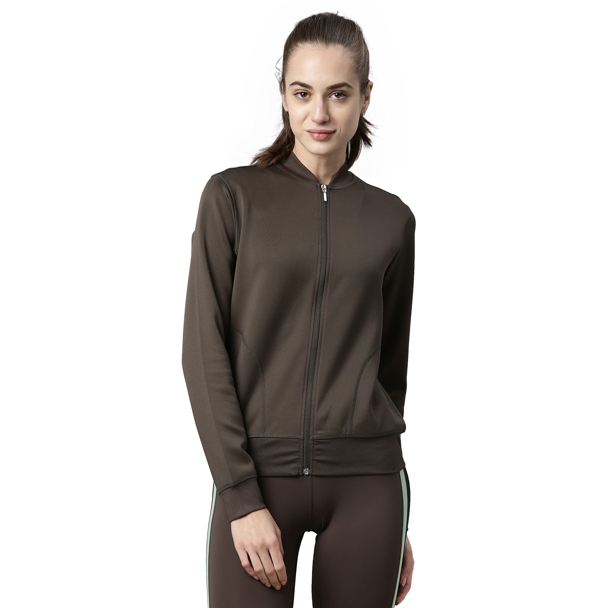 Enamor Athleisure A901 Relaxed Fit Bomber Jacket for Women|Breathable Antimicrobial Quick Dry 4-way Stretch Scuba Fabric Jacket 