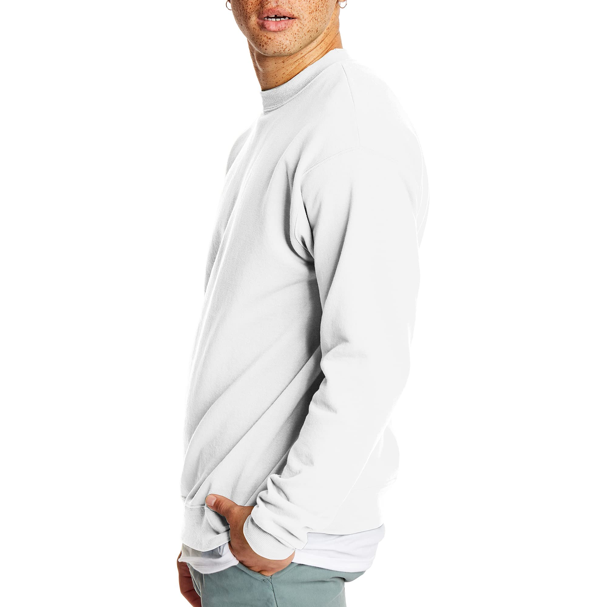 Hanes Men's EcoSmart Sweatshirt, white, X Large