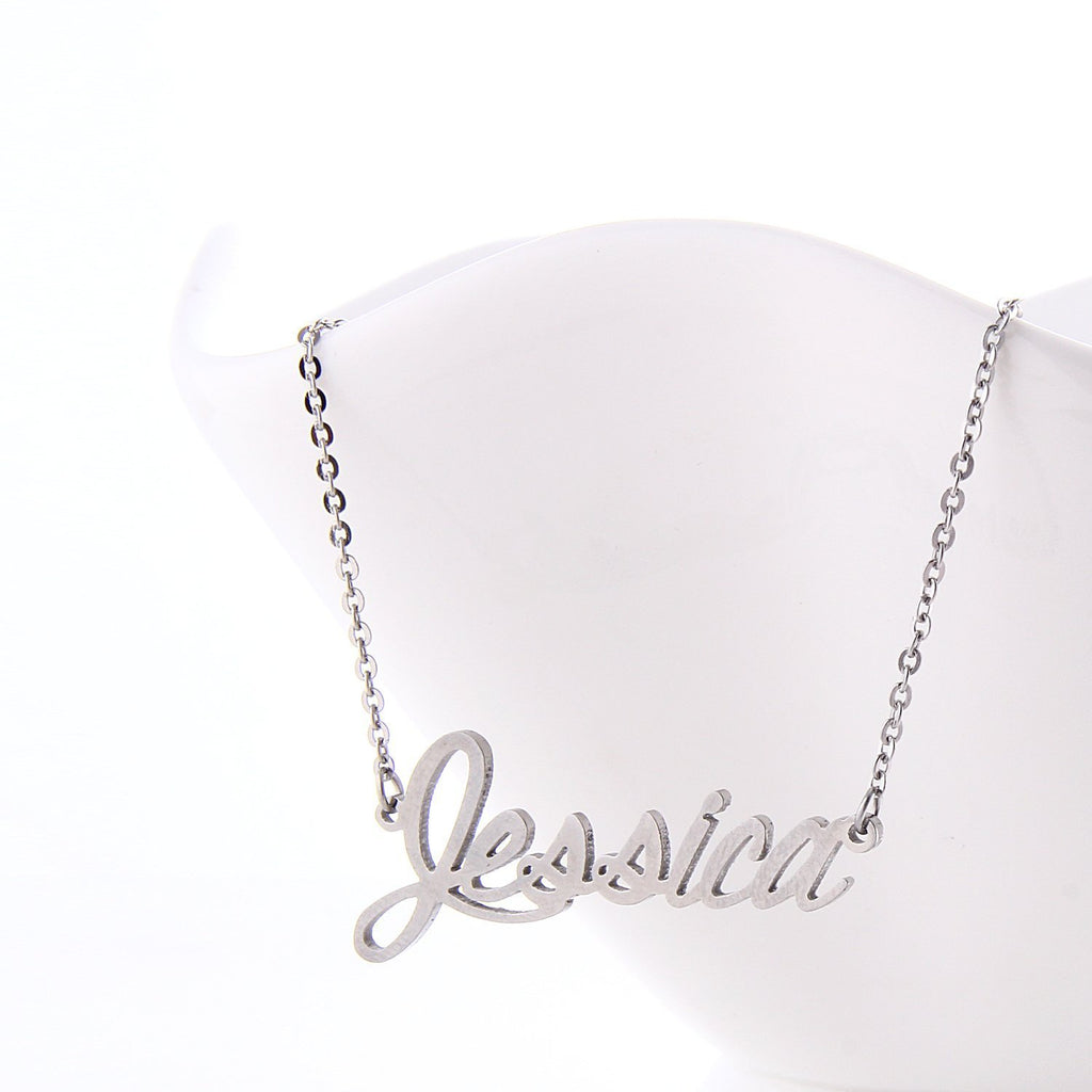 HUAN XUN Stainless Steel Font Necklace Birthday Gift for Her Christmas Jewelry Jessica