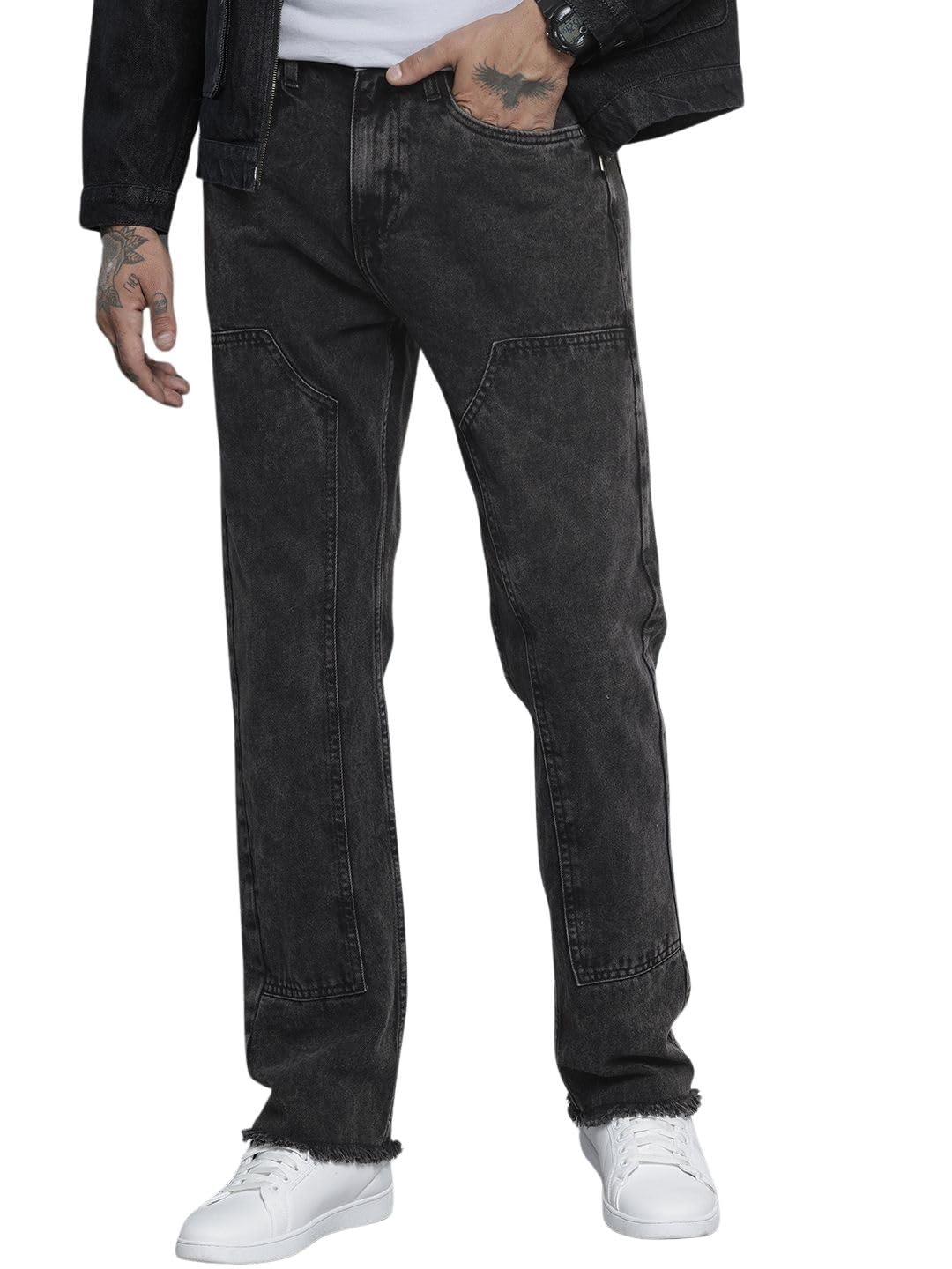 The Indian Garage Co Mens Straight Fit Distressed Jeans