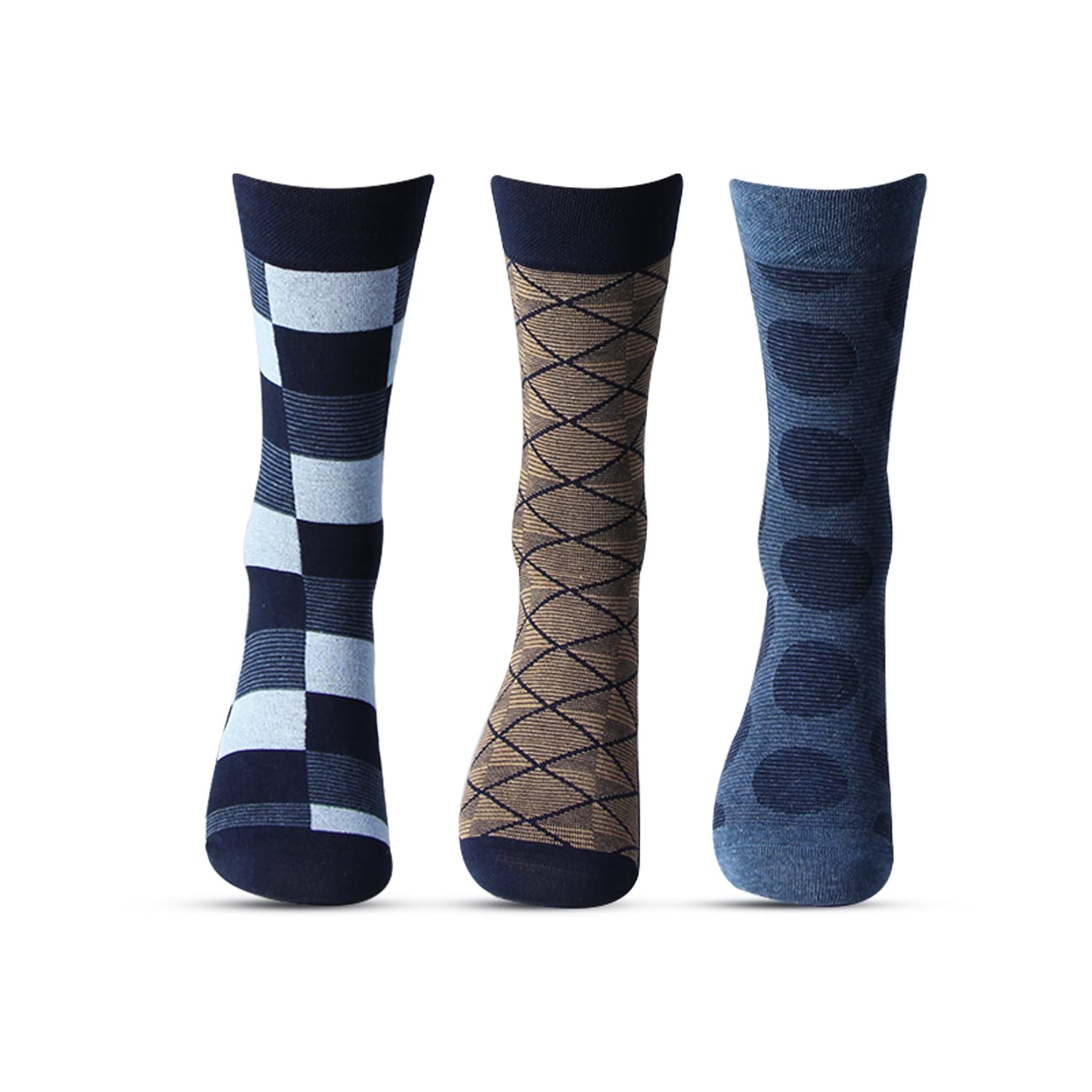 Bonjour Cotton Designer Office/Business/Formal Crew Calf Length, Multicolor Socks For Men