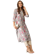 ANNI DESIGNER Womens Rayon Blend Chikankari Embroidered Straight Kurta (KISRUP-Multi-NW_M_Grey_Medium)
