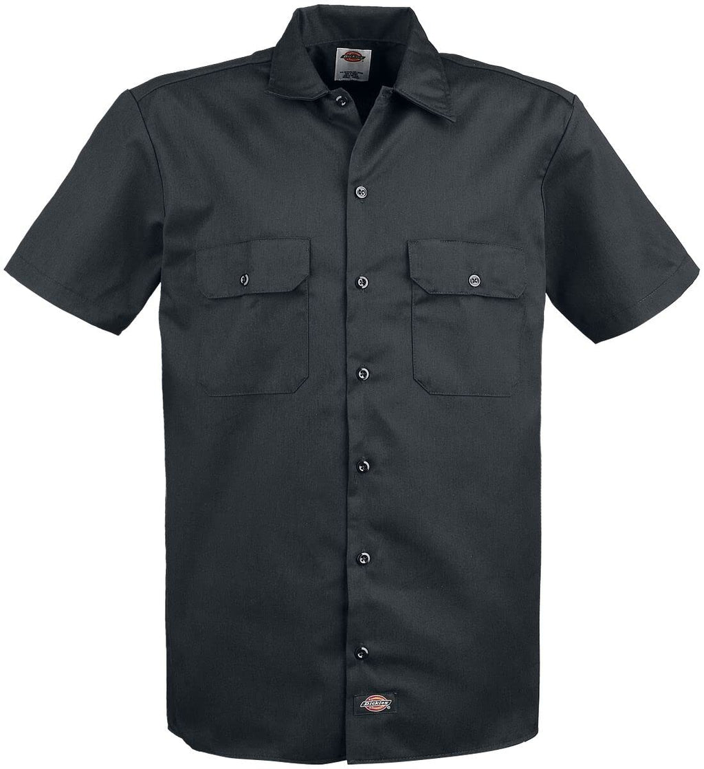 Unisex Short-Sleeve Work Shirt - BLAcK - S(D0102H7MF6X)